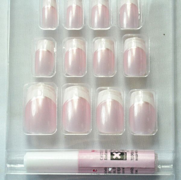 

12pcs/set acrylic french short false full nails pink cute style false nail tips designed with glue diy nail lovely fashion, Red;gold