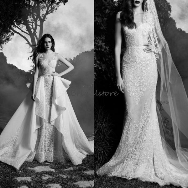 

кантри русалка zuhair murad свадебные платья юбка съемная сексуальная шея иллюзия аппликации элегантный осень сад богемный бохо свадебное пл, White