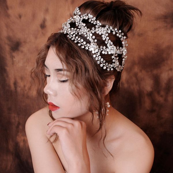 

youlapan wedding hairband for women headband embellished headband wedding tiara crown beautiful pageant crown headpiece hp243, Golden;white