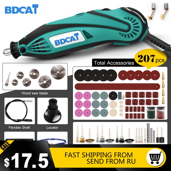 

bdcat 180w electric grinder tool mini drill polishing variable speed rotary tool with 207pcs power tools dremel accessories