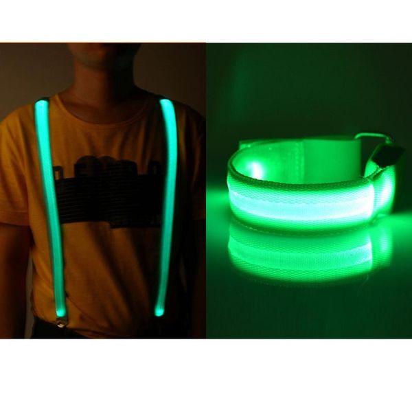 

adjustable bracelet arm belt band glow bangle led suspenders flashing light suspender for outdoor night cycling running riding, Black;white