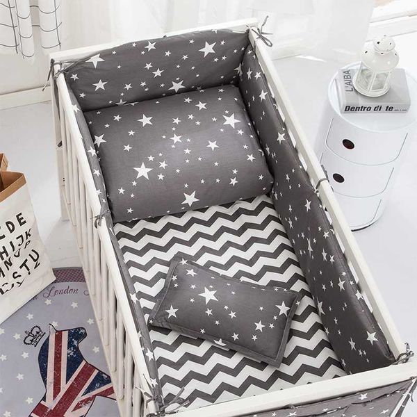 

6/9pcs black stars breathable baby bedding crib bumper kids decor baby girl room crib protector for girls boys 120*60/120*70cm