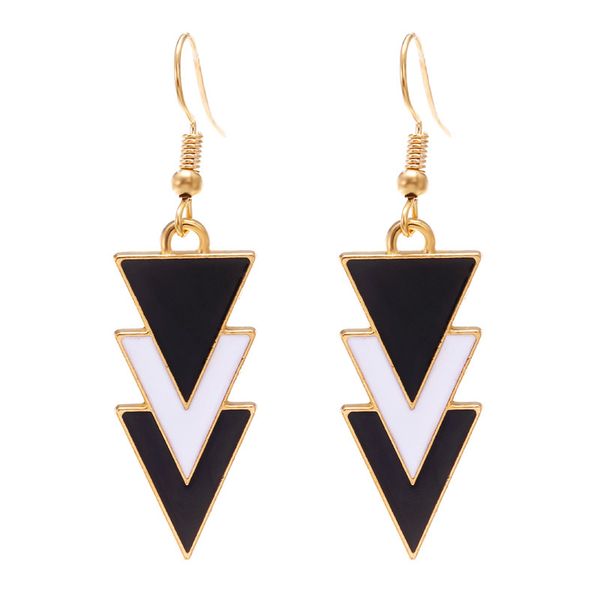 

korean statement earrings black white multi-layer triangle dangle drop earrings for women fashion jewelry 2019 oorbellen brincos, Silver