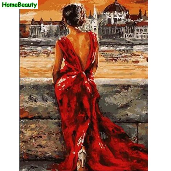 

home beauty diy oil painting by numbers beautiful lady wall canvas picture coloring paint by number brush drawing e036