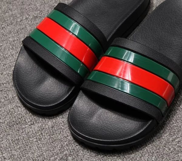 

Дизайнер мужские женские роскошные тапочки полосатый толстым дном кожаные плать