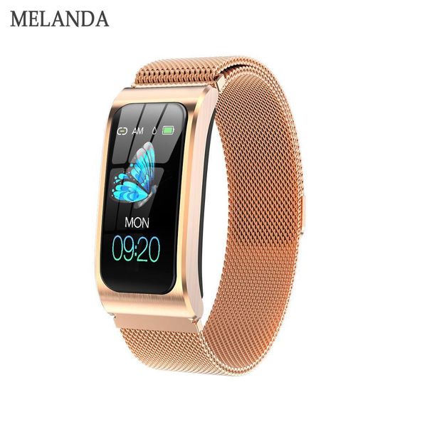 

melanda women smart watch 1.14" ip68 waterproof heart rate satch clock fitness tracker watches pk x3 s2 for android ios, Slivery;brown