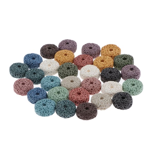 

30 pieces volcanic stone beads pendants making colorful stone craft, Silver