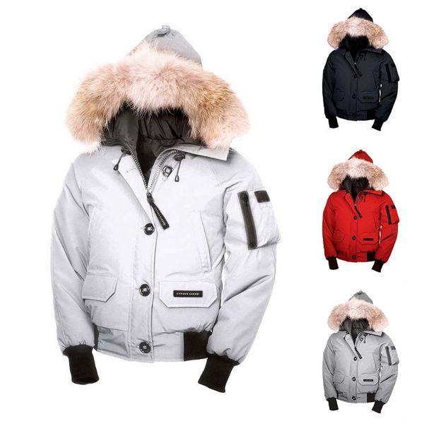 

dhl 2019-2020 e02 canada women goose chillwack bomber down jacket 90% white goose fabric outdoor coat hooded warm doudoune, Black