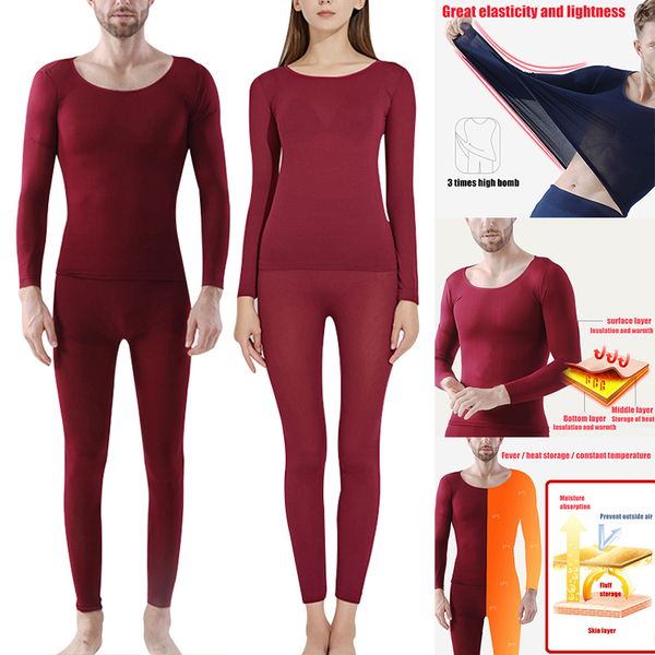 

новая осень зима мужчины женщины термостатирующее тепловое пижамы гибкая пара сплошной цвет основывая термобельё s66, White;black