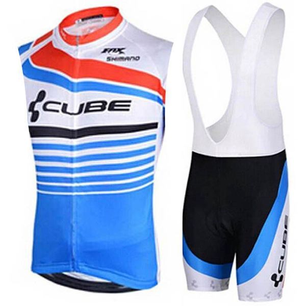 

2020 cube cycling jersey set summer sleeveless breathable bike clothing quick -dry bicycle sportswear bike wear maillot ropa ciclismo homb, Black;red