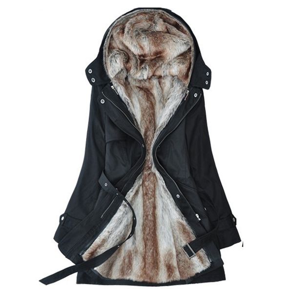 

2020 winter jacket women plus size parkas outerwear streetwear hooded warm zipper loose mid-long coat m-3xl size mm new, Black