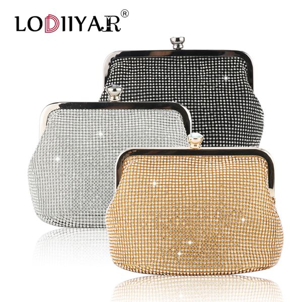 

diamonds evening bag rhinestone clutches purses and handbags bridal wedding party crossbody shoulder bags crystal silver black