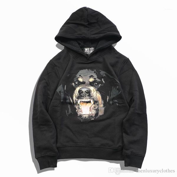 

с капюшоном o-образным вырезом большая собака печатные толстовки пуловеры мужская осень брендовая одежда дизайнерские толстовки, Black