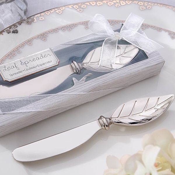 

leaf shaped butter knife cheese tools in gift box package christmas wedding party favor