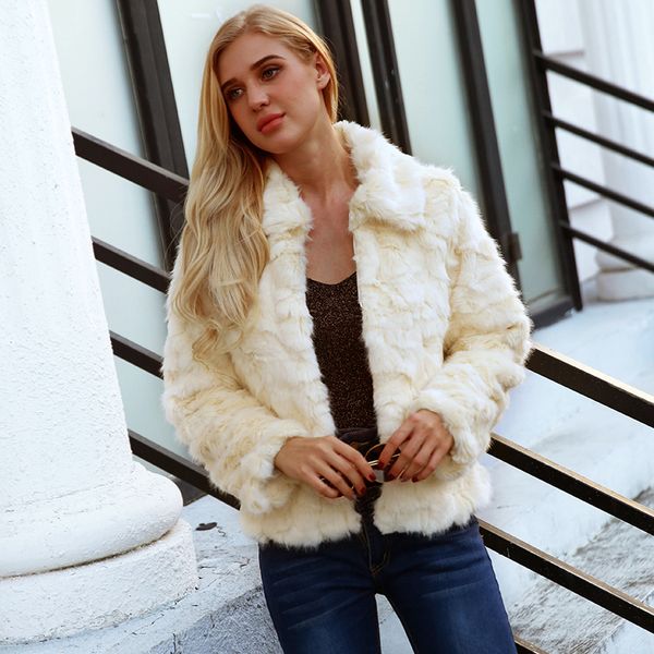 

2019 осень зима теплая женщины пушистый искусственного меха куртки пальто повелительницу с длинным рукавом кардиган шинель outwear streetwea, Black