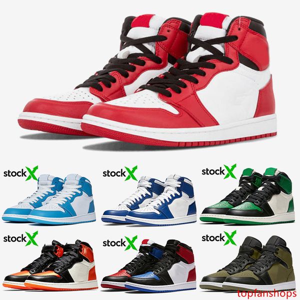 

chicago unc bred toe mens womens 1 1s basketball shoes pine green olive canvas shadow stock x mens trainers sneakers 5.5-12