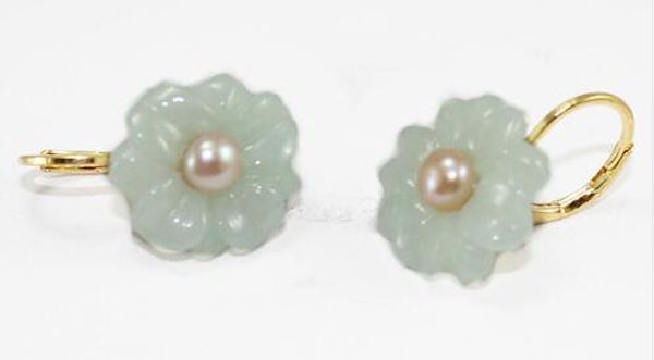 

envÃ­o gratis er00128 flor natural pendiente de jade, Silver