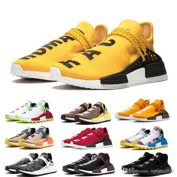 

with box nmd human race running shoes for mans pharrell williams sample yellow core black sport designer shoes men women sneakers 36-45