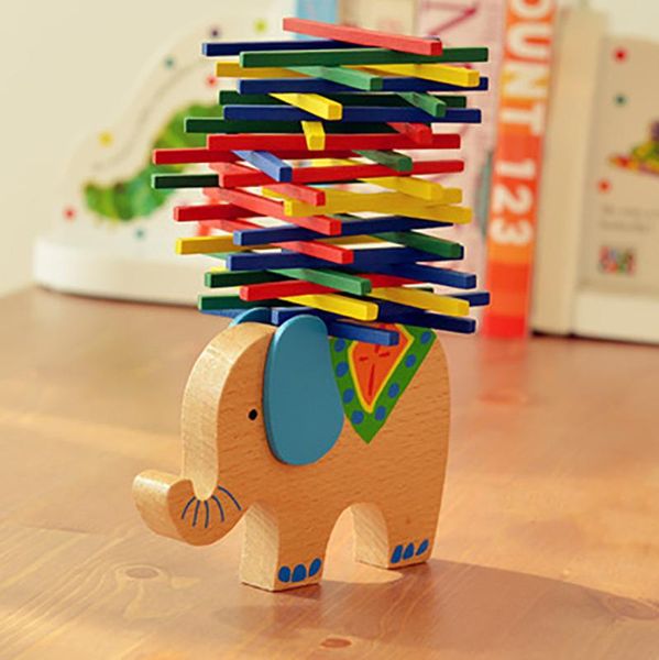 

dropshipping herramientas kids educational toys elephant wooden balance game montessori blocks toys gift tools ferramentas