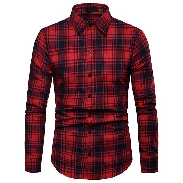 

classical men plaid causal shirt slim fir long sleeve lattice plaid blouse plus size males clothes camisa social shirt /pt, White;black