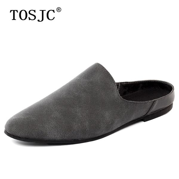 

tosjc mens half loafers summer lightweight half slippers outdoor shoes for male fashion breathable non-slip mules, Black