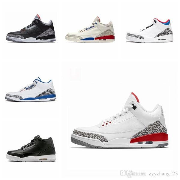 

2018 men pure white 3 3s basketball shoes black blue pure money international flight red black cement trainers shoes sneakers size us 8-13