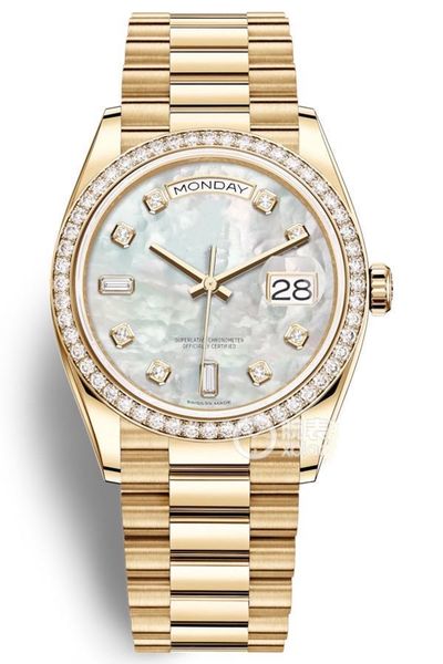 

v10 the weekly log model is equipped with 3255 automatic chain link movement 904l steel 36mm diameter manual diamond inset sapphire glass, Slivery;brown
