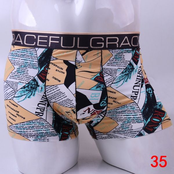 

мужские сексуальные ледяные шелковые трусы шорты и шорты дышащая печать середины талии боксер короткое нижнее белье голова второе звено всег, Black;white