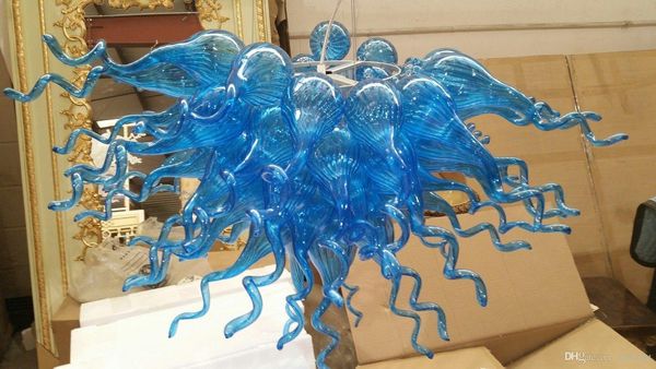 

100% mouth blown murano glass chandelier led light source ce ul certificate blue glass small and modern art chandelier for home decor