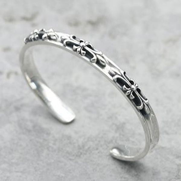 

925 sterling silver bracelets with logo punk style mens and women lovers gift hip hop cross luxury designer jewelry