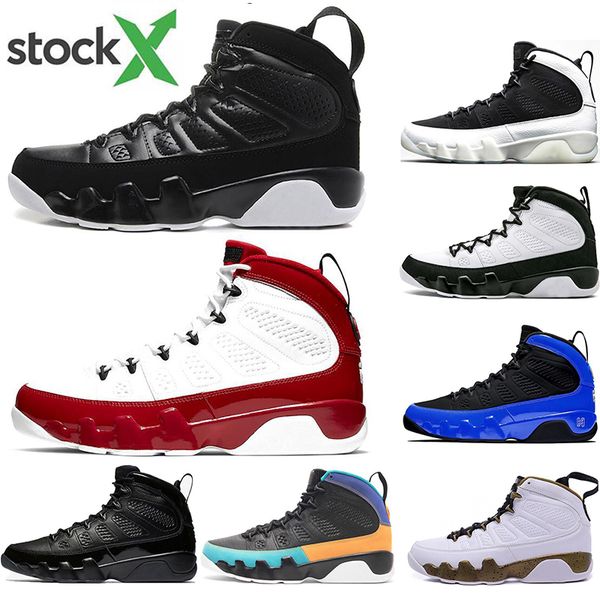 

with socks air jordan retro 9 gym red racer blue dream bred unc space jam basketball shoes men 9s sports sneakers, White;red
