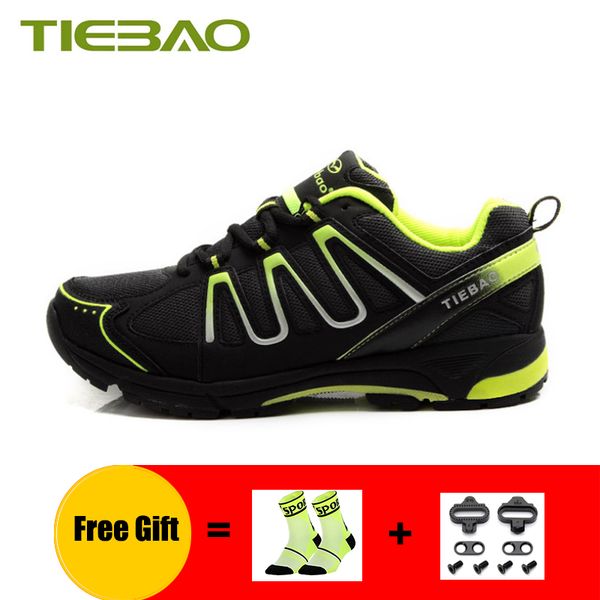 

tiebao leisure cycling shoes breathable men women mountain bike sneakers outdoor sport self-locking riding bicycle mtb shoes, Black