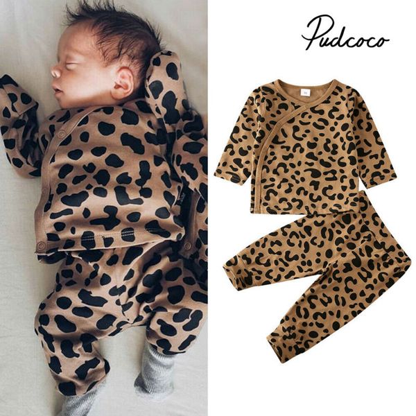 

fashion baby girls clothing set cotton long sleeve sweatshirt +leopard pants casual toddler 2pcs newborn baby boys clothes, White