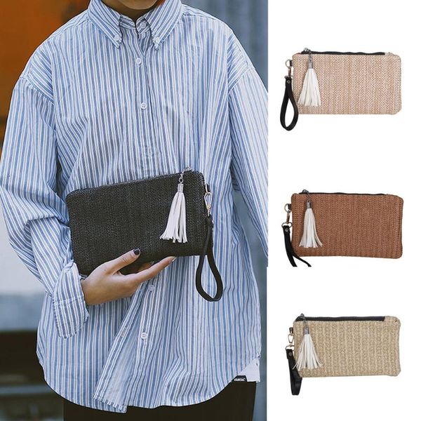 

handbags women bags fashion lady trend woven tassel portable zipper clutch bag mobile phone bag bolsa feminina