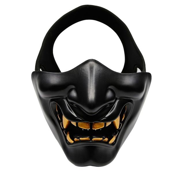 

halloween costume cosplay tooth decay evil demon kabuki samurai half cover mask party scary decoration,black