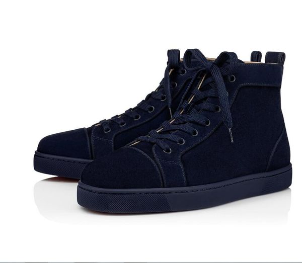 

fashion designer spikes flats shoes red bottom shoes women mens footwear orlato high-sneaker suede calf leather shoe leisure trainer, Black