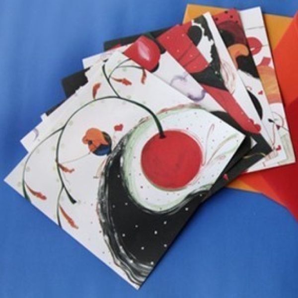

6sets/pack cute sweet heart love art painting greeting cards with envelopes