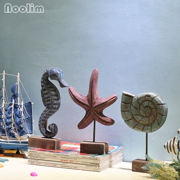 

noolim mediterranean style wood crafts starfish conch hippocampus wood carving marine home decor