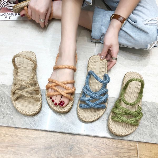 

shoes summer woman low woman's slippers slides lady fashion beach 2020 flat soft girl pu rome scandals basic, Black