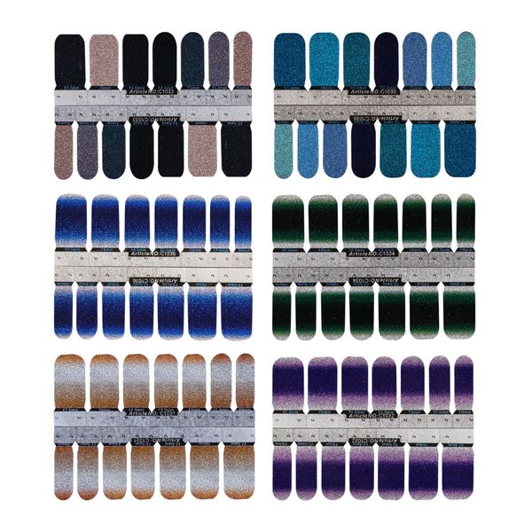 

6pcs nail decals gradient creative lovely nail art sticker tip decal manicure decoration for ladies women, Black