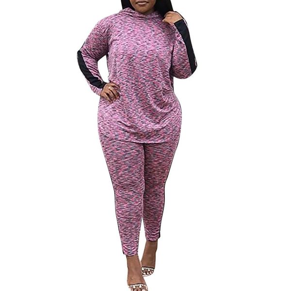 

autumn ladies casual sportwear loose long sleeve solid color hooded and pants two-pieces running workout clothes for women, Black;blue