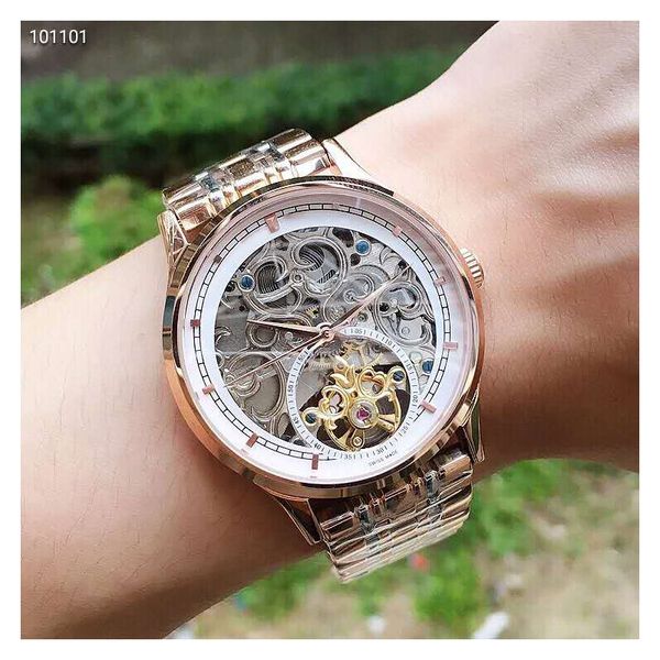 

automatic skeleton watch man luxury mens designer watches stainless steel flywheel movement wristwatches montre de luxe