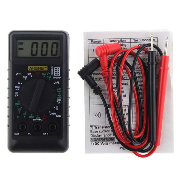 

aneng mini digital multimeter overload protect voltage ampere ohm meter dc ac bubble bag packagingh52