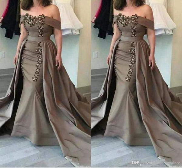 

2018 mermaid mother of the bride dresses detachable train off-shoulder sequins appliques mother dresses formal evening dresses gowns, Black;red