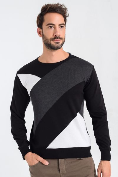 

heyss o-neck men 's sweater sweater, White;black
