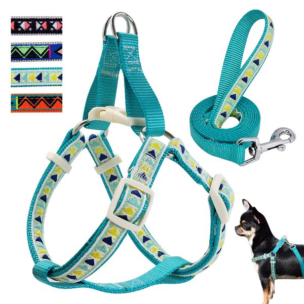 

nylon dog harness vest printed puppy harness leash set walking chest strap adjustable for small medium dogs chihuahua yorkie pug