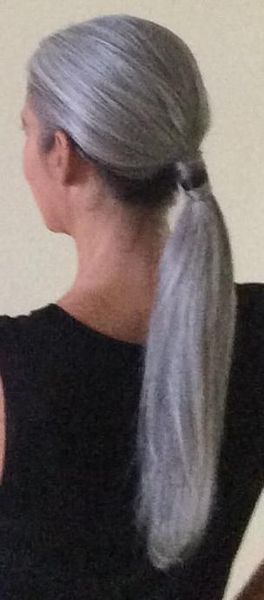 

sleek low grey ponytail hairpiece wraps drawstring women gray human pony tail hair extension white grey hair, Black
