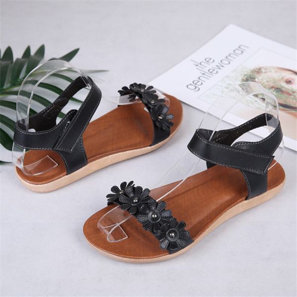 

cootelili women shoes fashion bohemian flower sandals summer flat set toe sandals ladies shoes white red black sandalia feminina