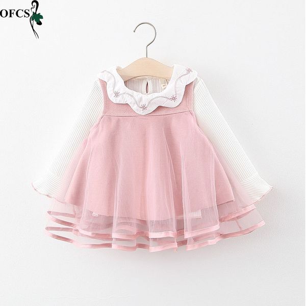 

девушки одежда наборы девушки с длинным рукавом футболка+платье без рукавов весна осень костюм дети малыш одежда костюм из двух частей плать, White