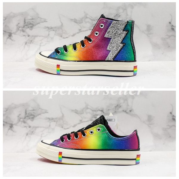 

2019 chuck 70s hi pride rainbow stonewall riots 1970s canvas skate shoes classic 1970 designer shoes skateboard star casual sneakers size 44, Black